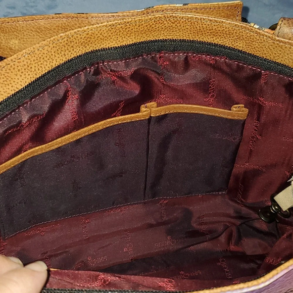 Anuschka butterfly floral double handle handpainted leather shoulder bag nwot - Picture 9 of 11